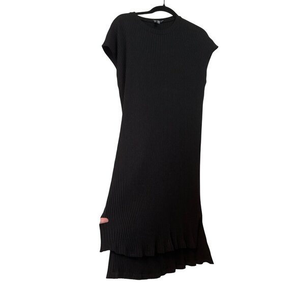 Eileen Fisher Women's Black Tencel Stretch Ribbed Mock Neckline Dress Size M - Picture 1 of 10